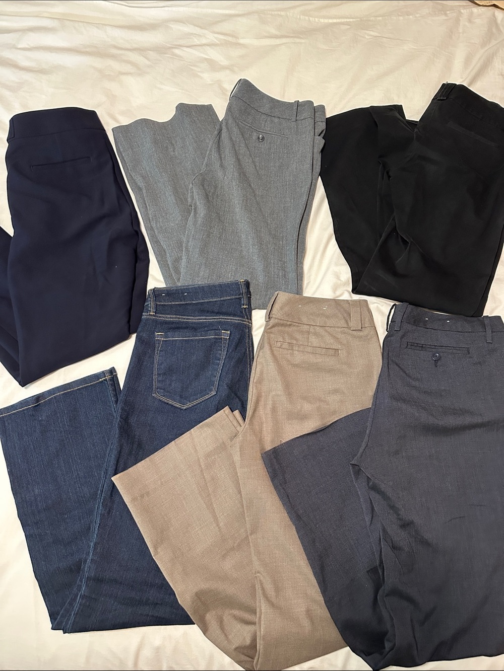 Women's Dress Pants Bundle - Navy, Gray, Black, Denim, Tan